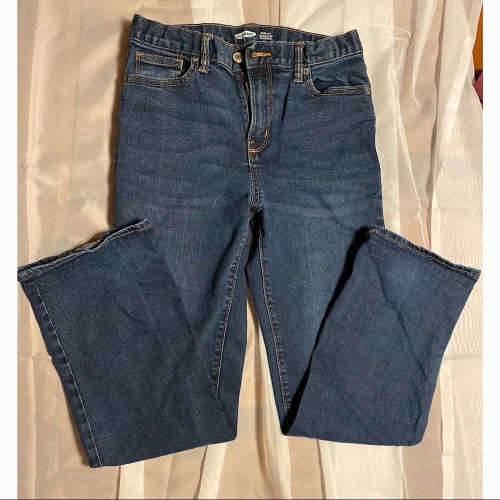 Old Navy - 14 Husky Boys - Dark Blue Bootcut Jeans